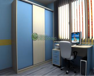 Детска стая в синьо и жълто