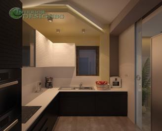 Кухня в черно и бяло с релефни повърхности