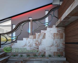 Стълбище от мрамор и парапет от ковано желязо